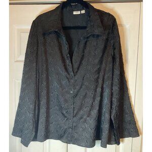 Cato Woman Black Textured Button Up Blouse 22/24W